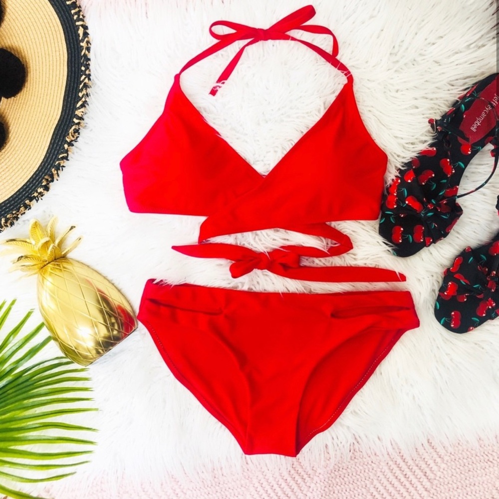 RED WRAP BIKINI FROM ZAFUL